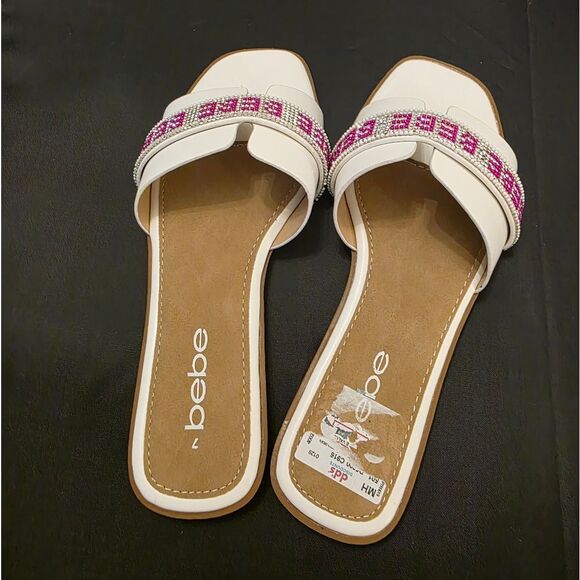 BRAND NEW BEBE RHINESTONE SLIDE SANDAL R3 - Picture 7 of 16